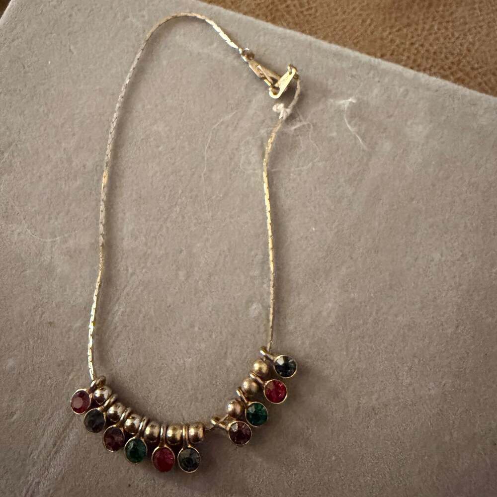 Multicolor Rhinestone Gold Tone Statement Necklace